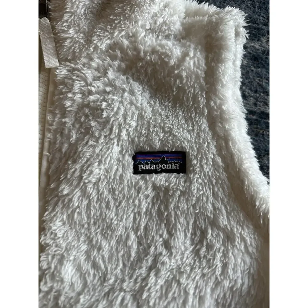 Patagonia Los Gatos Vest Girls Size XL(14) White Full Zip Pockets Outdoor Fuzzy